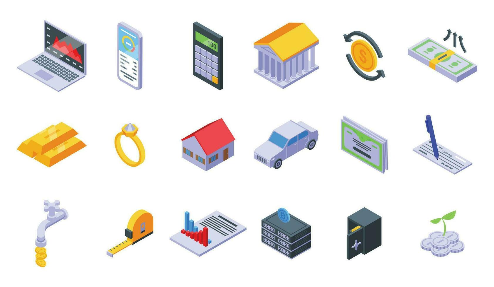 Cash Flow icons set isometric vector. Refund cycle arrow vector