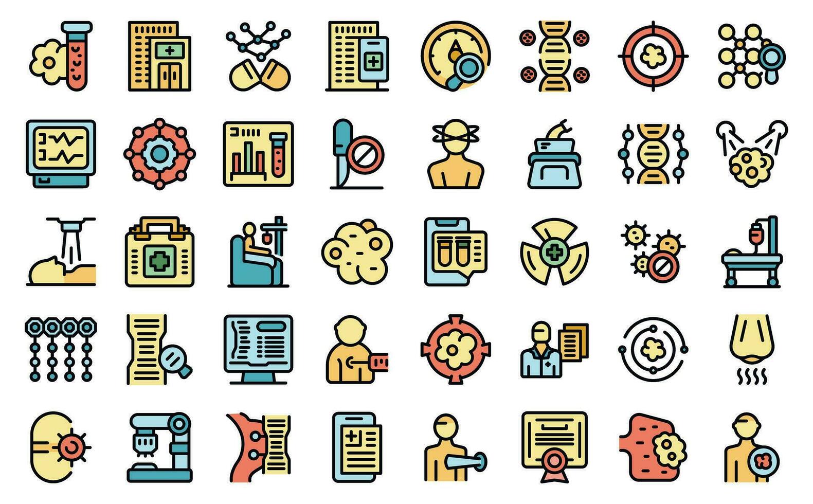 Precision medicine icons set vector color