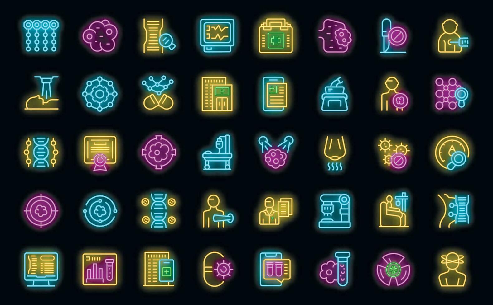 Precision medicine icons set vector neon