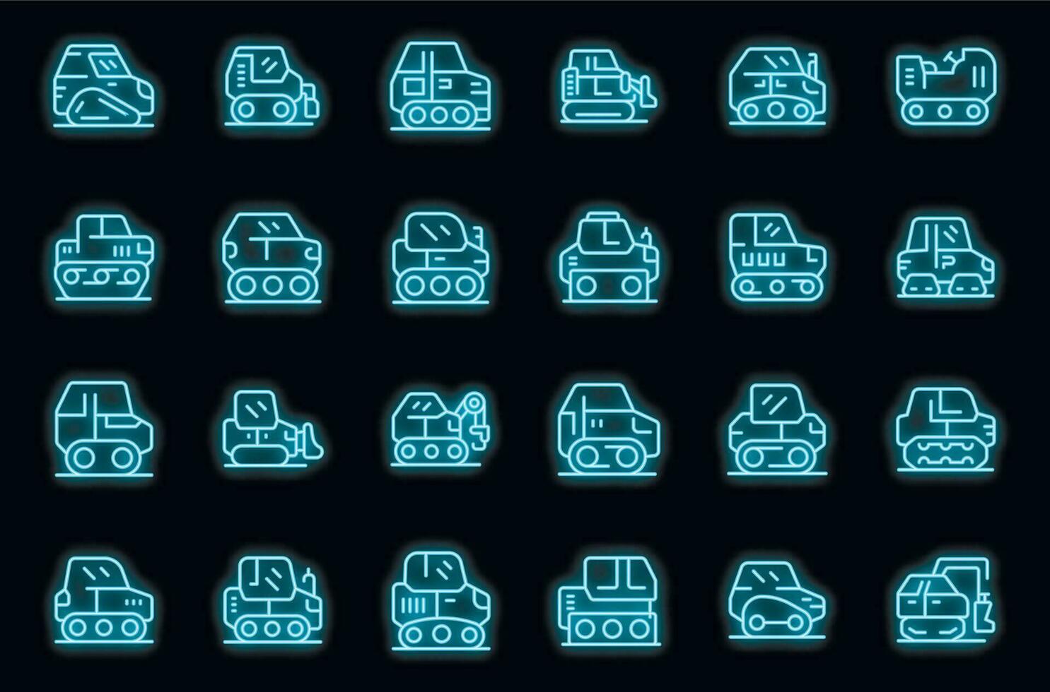 Crawler icons set vector neon