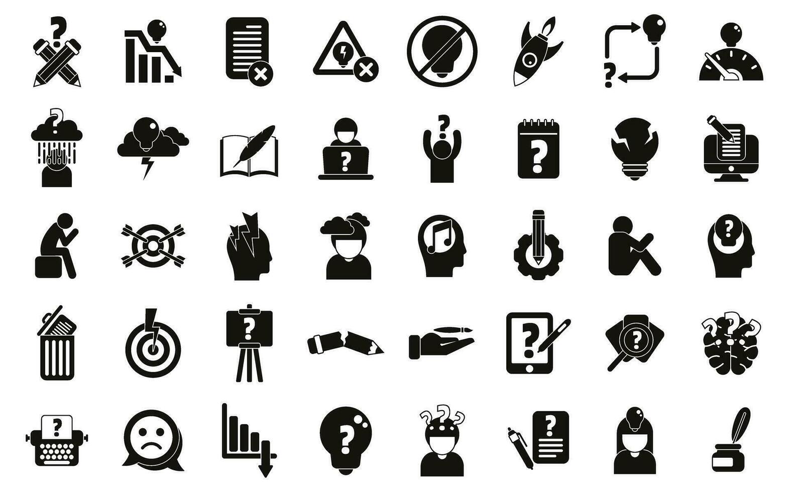 Crisis creativity icons set simple vector. Adaption mental vector