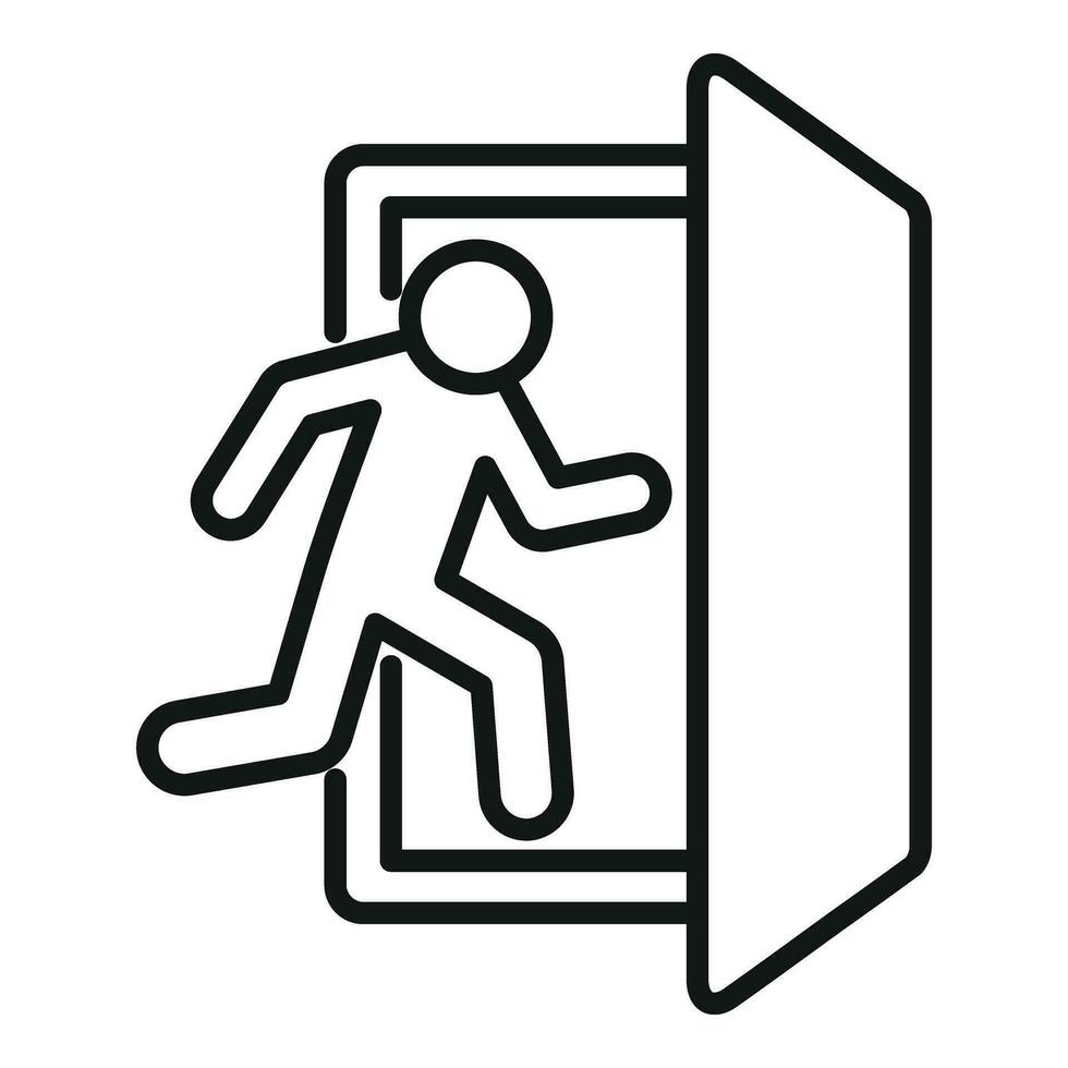 Door exit run icon outline vector. Person leaving vector