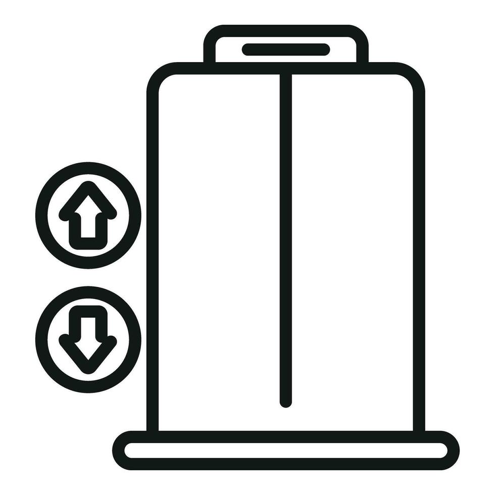 Elevator exit icon outline vector. People escape vector