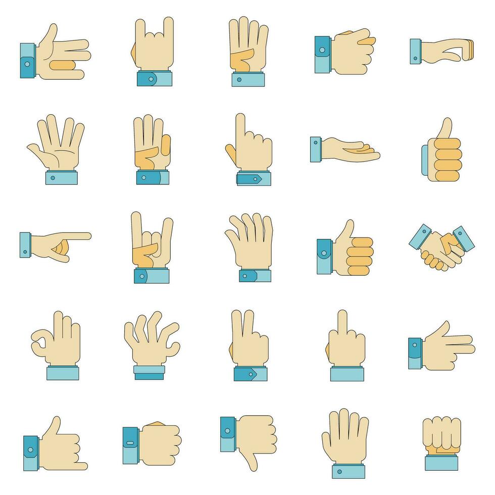 Gesture icons set vector color