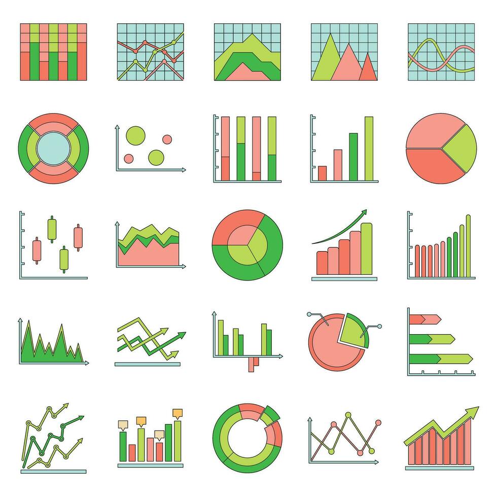 gráfico diagrama icono conjunto vector color