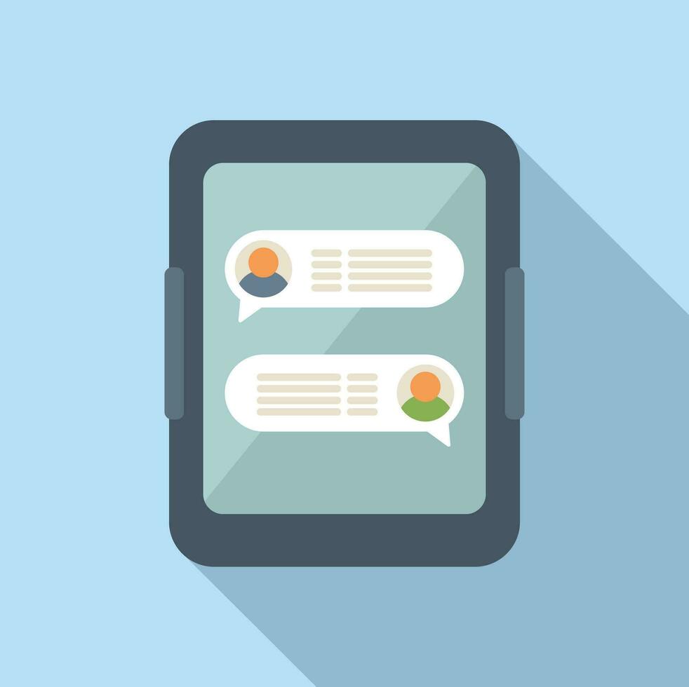 Tablet online chat icon flat vector. Group share vector