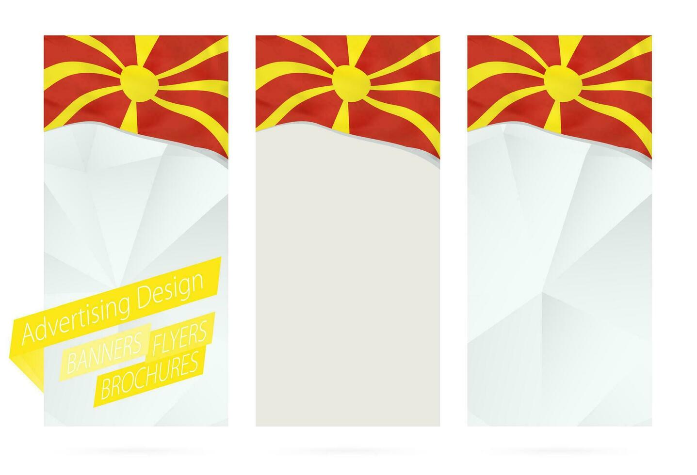 diseño de pancartas, volantes, folletos con bandera de macedonia. vector