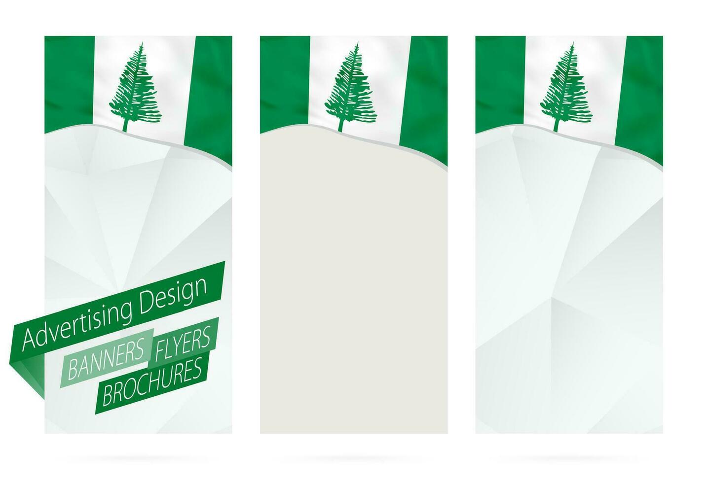 Design of banners, flyers, brochures with flag of Norfolk Island. vector