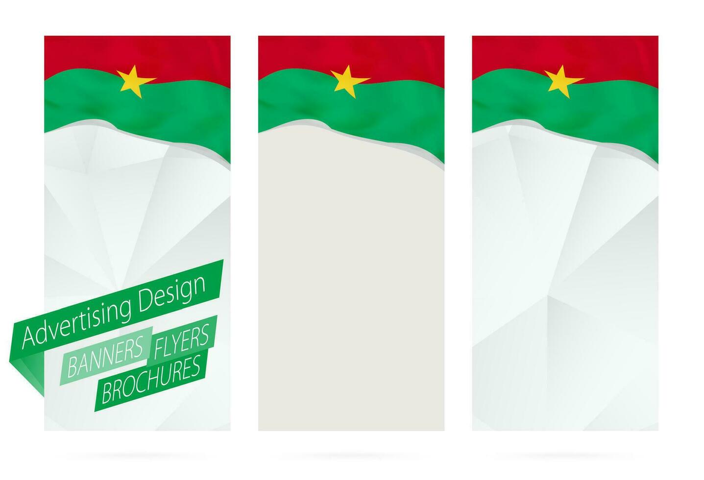 diseño de pancartas, volantes, folletos con bandera de burkina Faso. vector