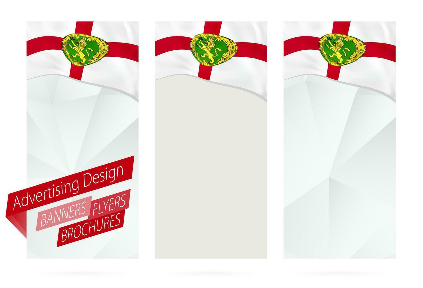 Design of banners, flyers, brochures with flag of Alderney. vector