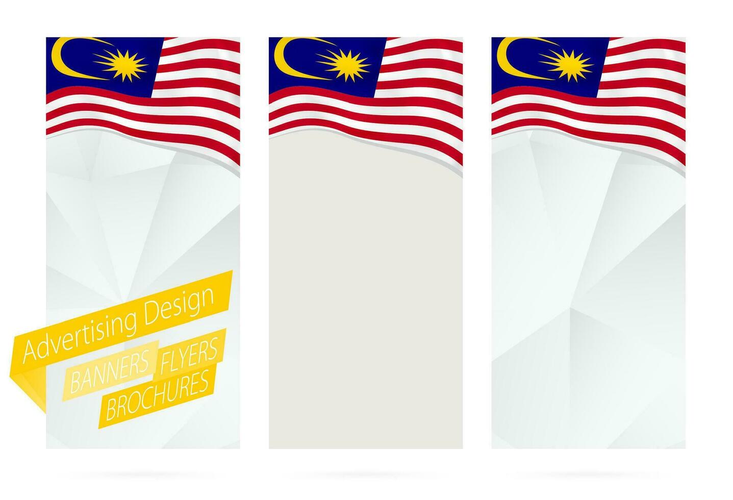 Design of banners, flyers, brochures with flag of Malaysia. vector