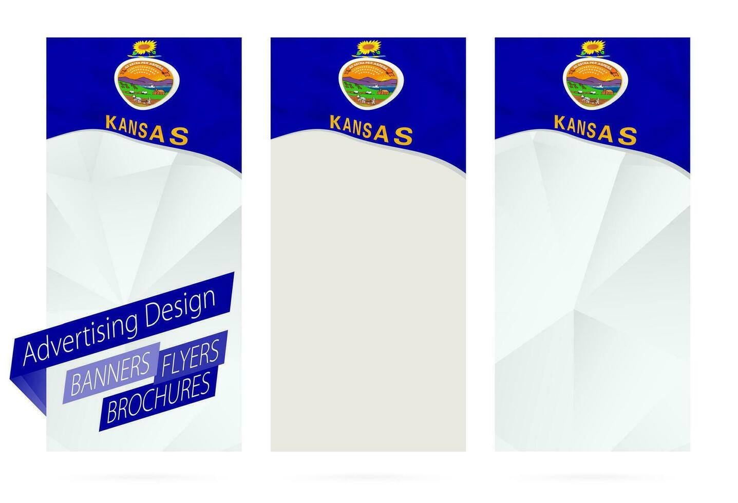Design of banners, flyers, brochures with Kansas State Flag. vector