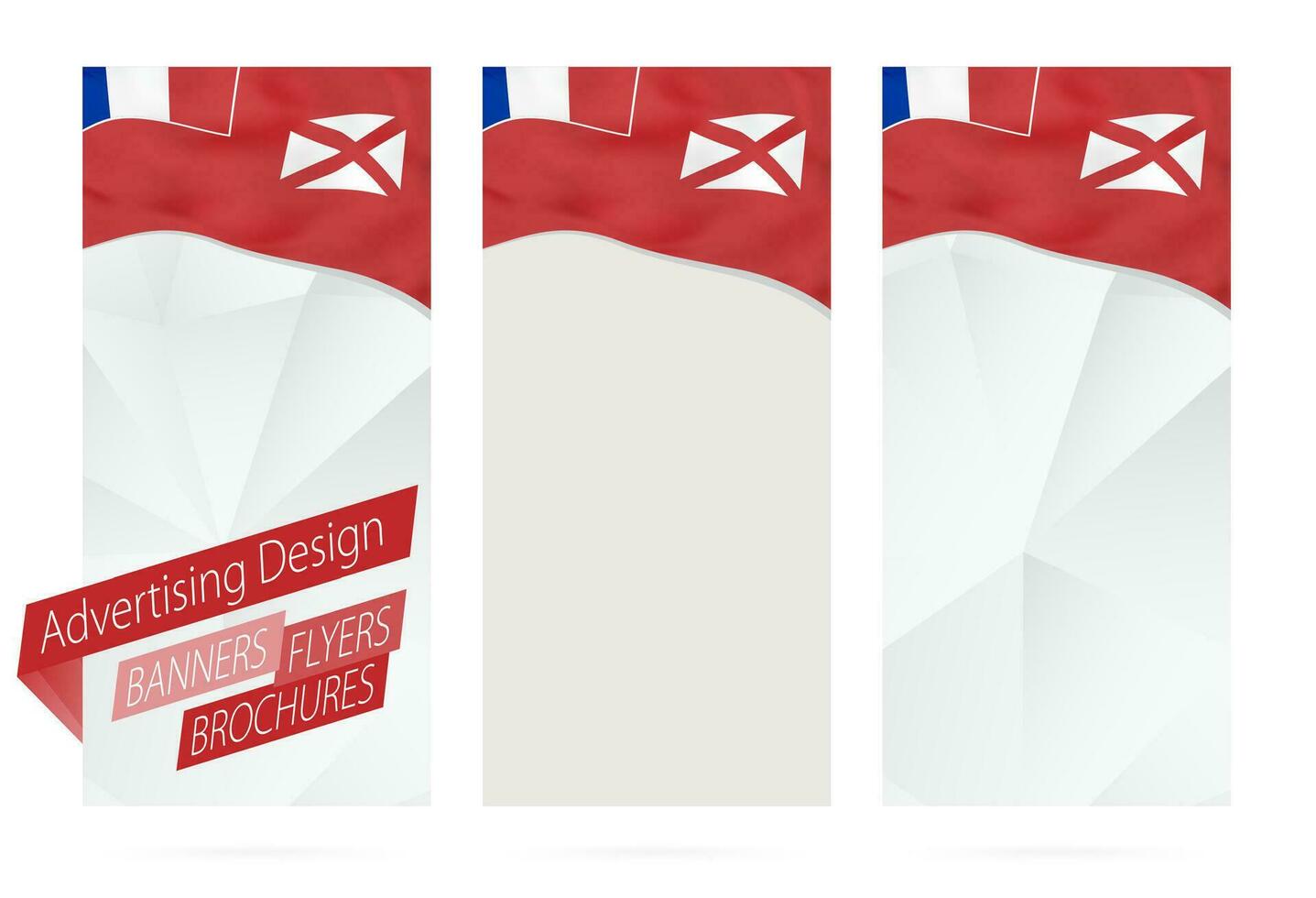 Design of banners, flyers, brochures with flag of Wallis and Futuna. vector