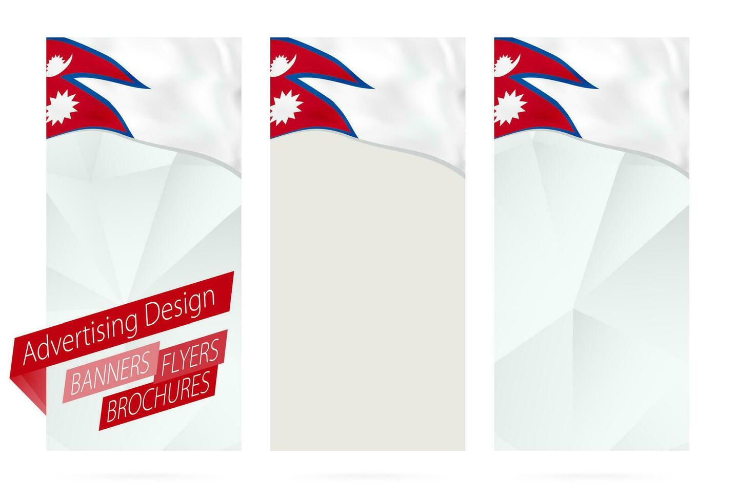 Design of banners, flyers, brochures with flag of Nepal. vector