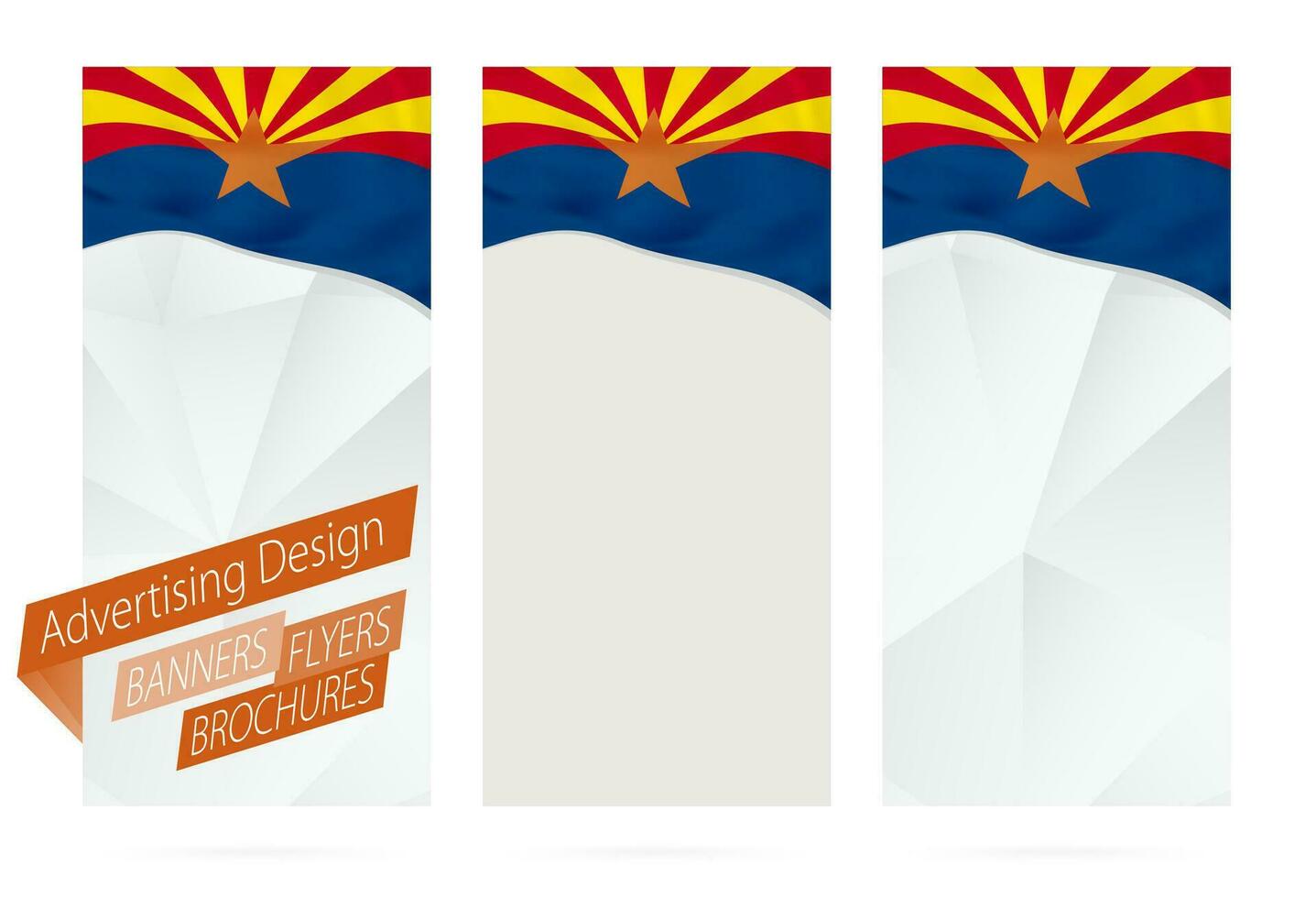 Design of banners, flyers, brochures with Arizona State Flag. vector