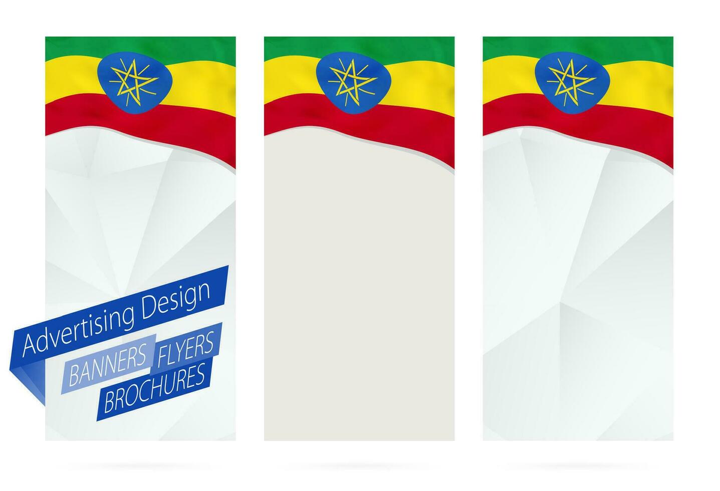 Design of banners, flyers, brochures with flag of Ethiopia. vector