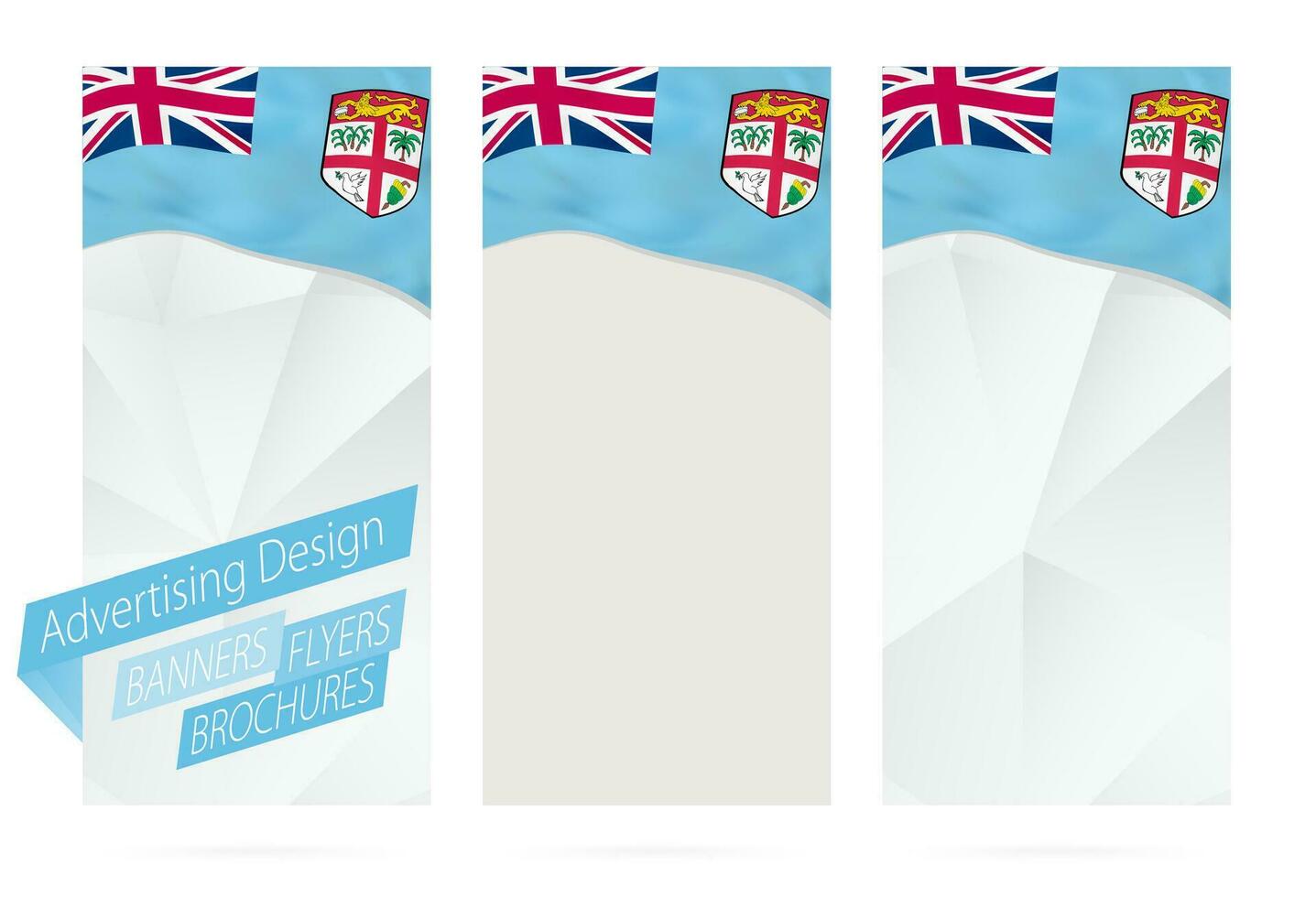 Design of banners, flyers, brochures with flag of Fiji. vector