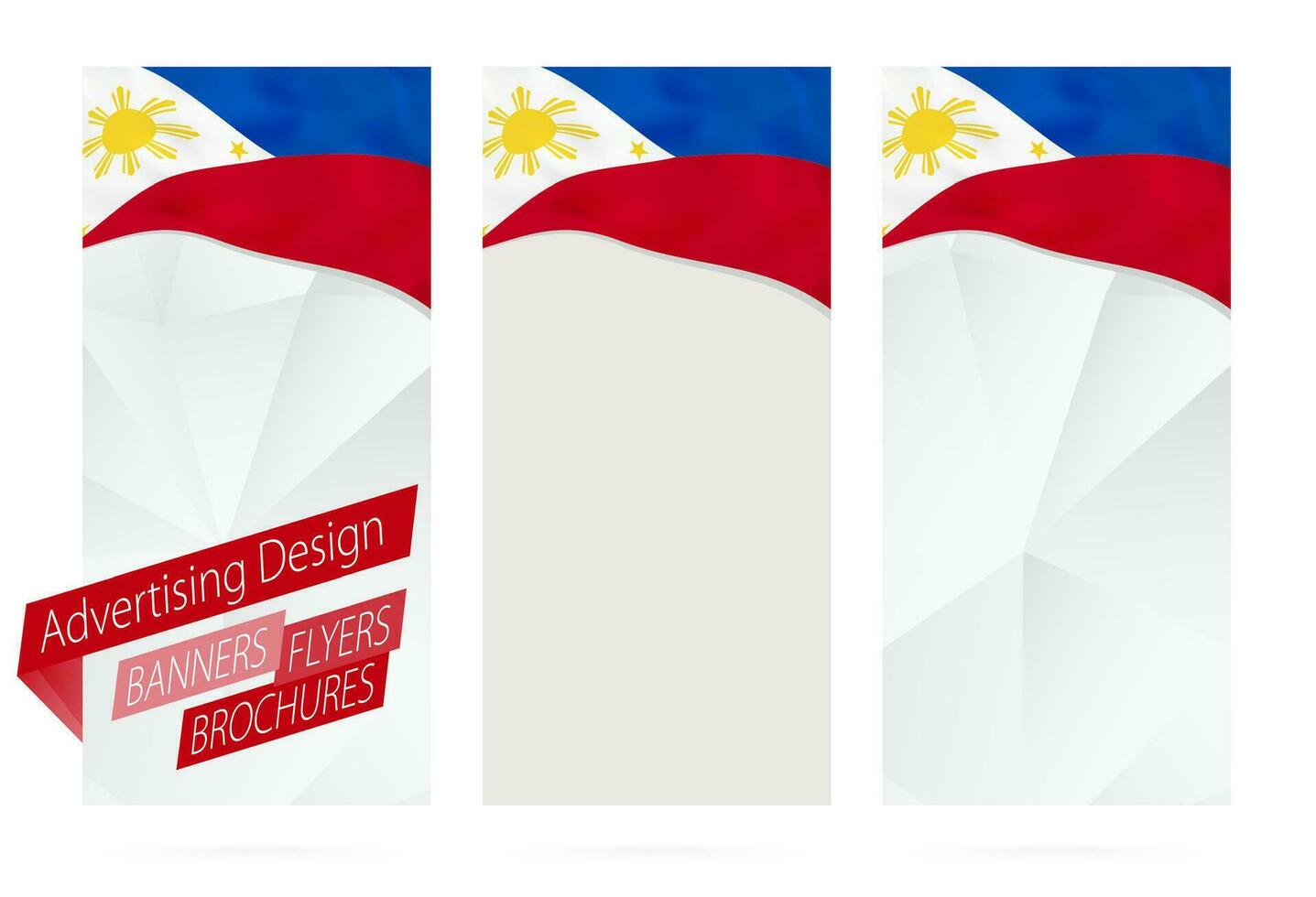 Design of banners, flyers, brochures with flag of Philippines. vector