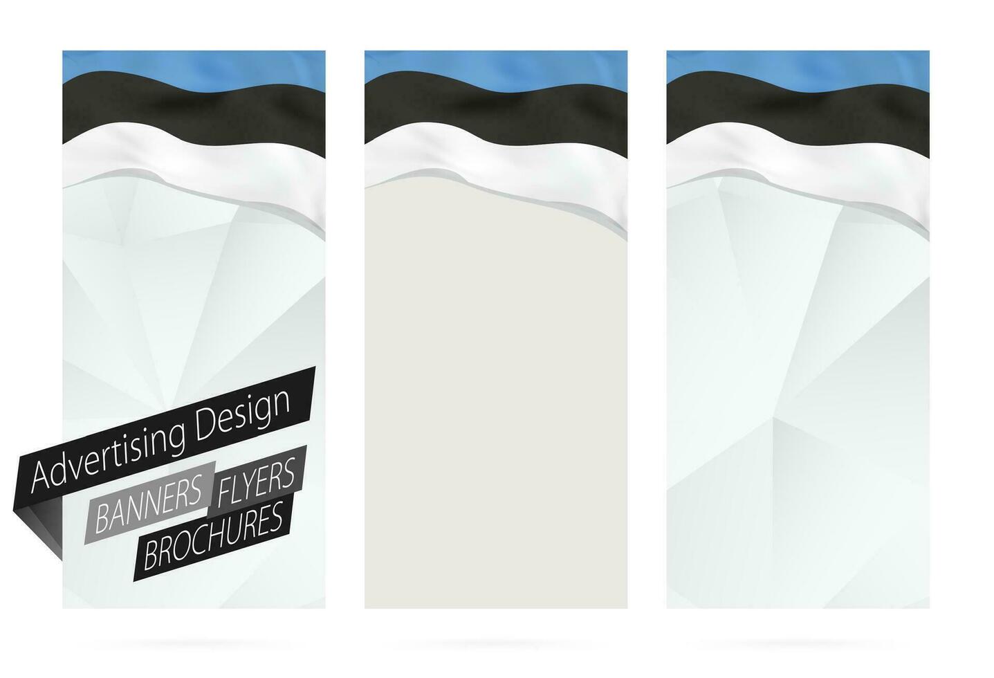 Design of banners, flyers, brochures with flag of Estonia. vector
