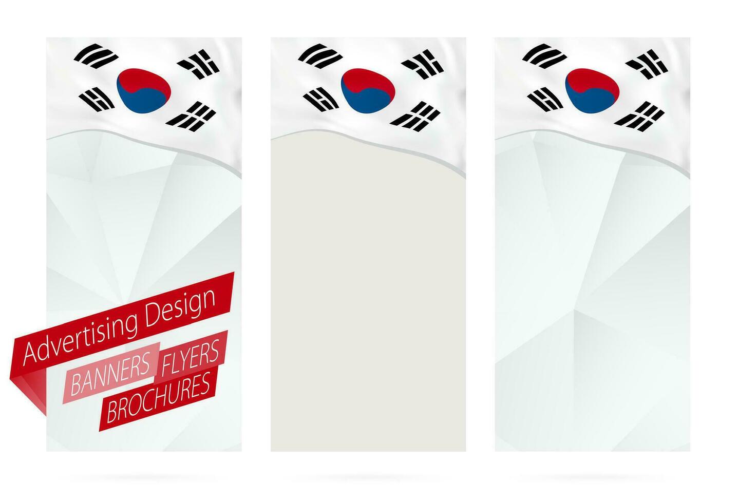 diseño de pancartas, volantes, folletos con bandera de sur Corea. vector