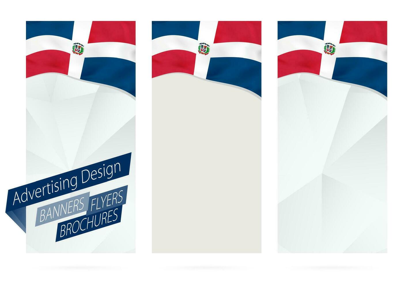 Design of banners, flyers, brochures with flag of Dominican Republic. vector