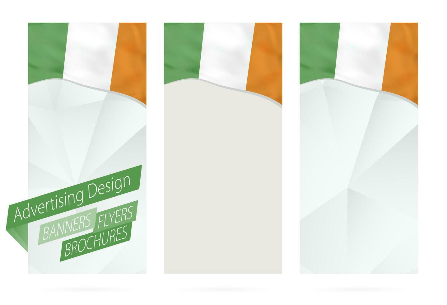 diseño de pancartas, volantes, folletos con bandera de Irlanda. vector