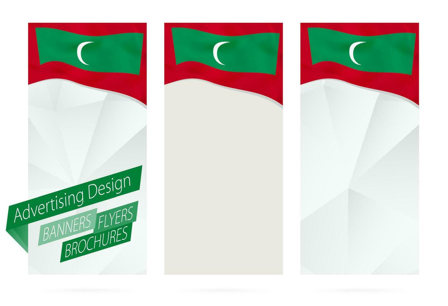 Design of banners, flyers, brochures with flag of Maldives. vector