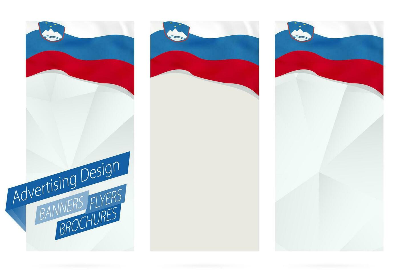 diseño de pancartas, volantes, folletos con bandera de Eslovenia. vector