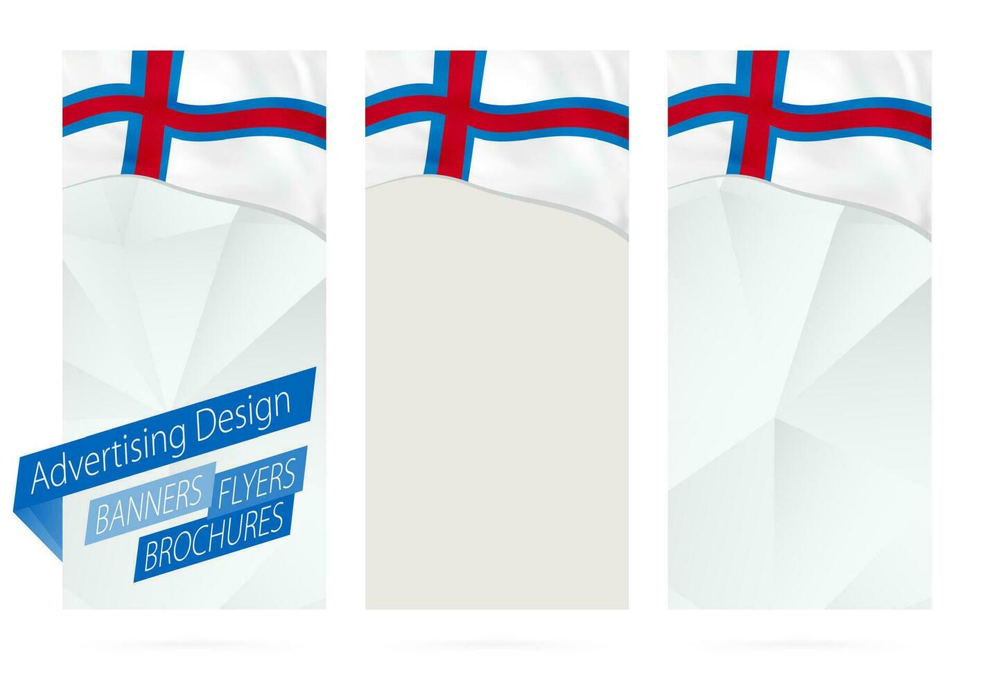 diseño de pancartas, volantes, folletos con bandera de Feroe islas vector