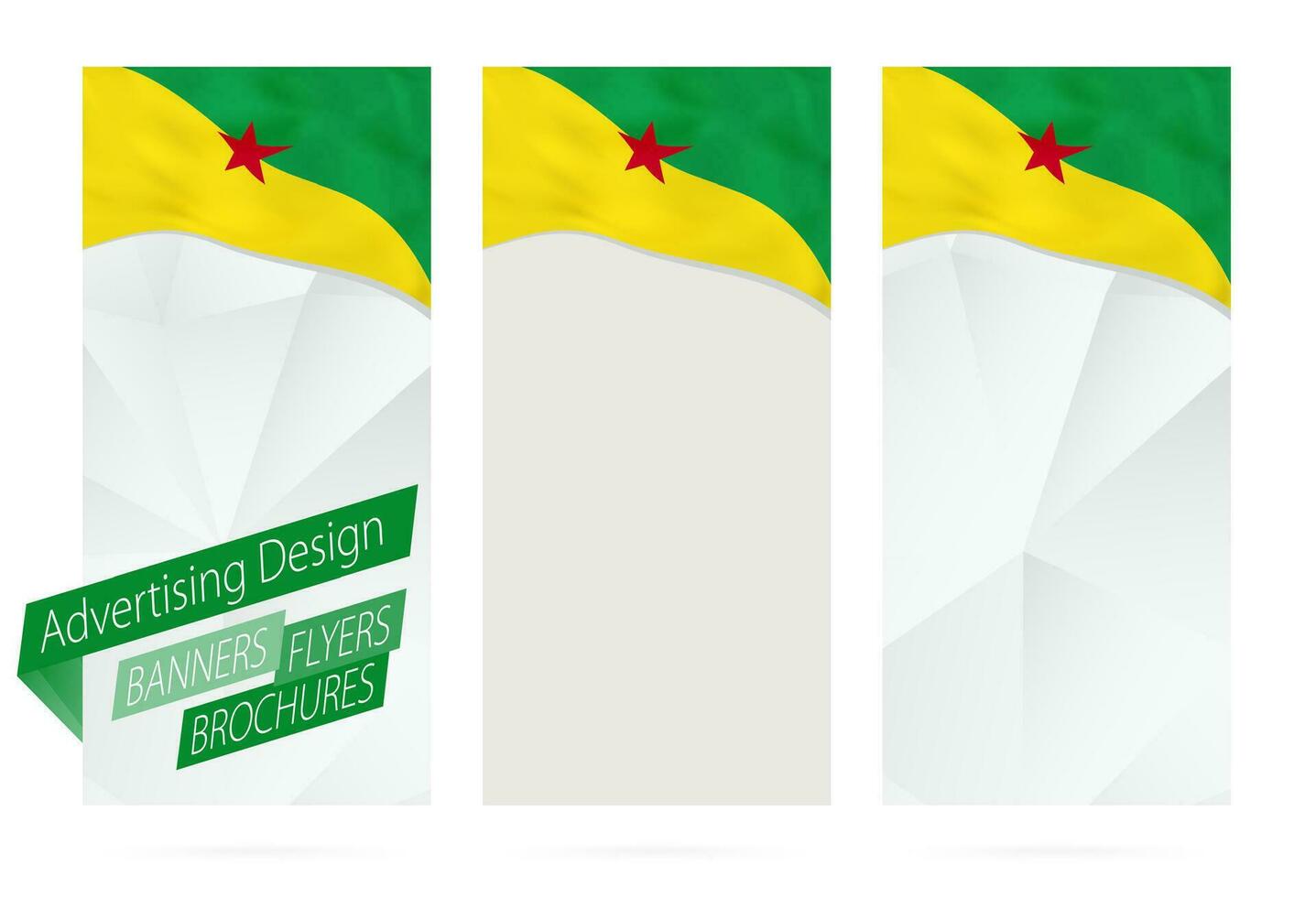 Design of banners, flyers, brochures with flag of French Guiana. vector