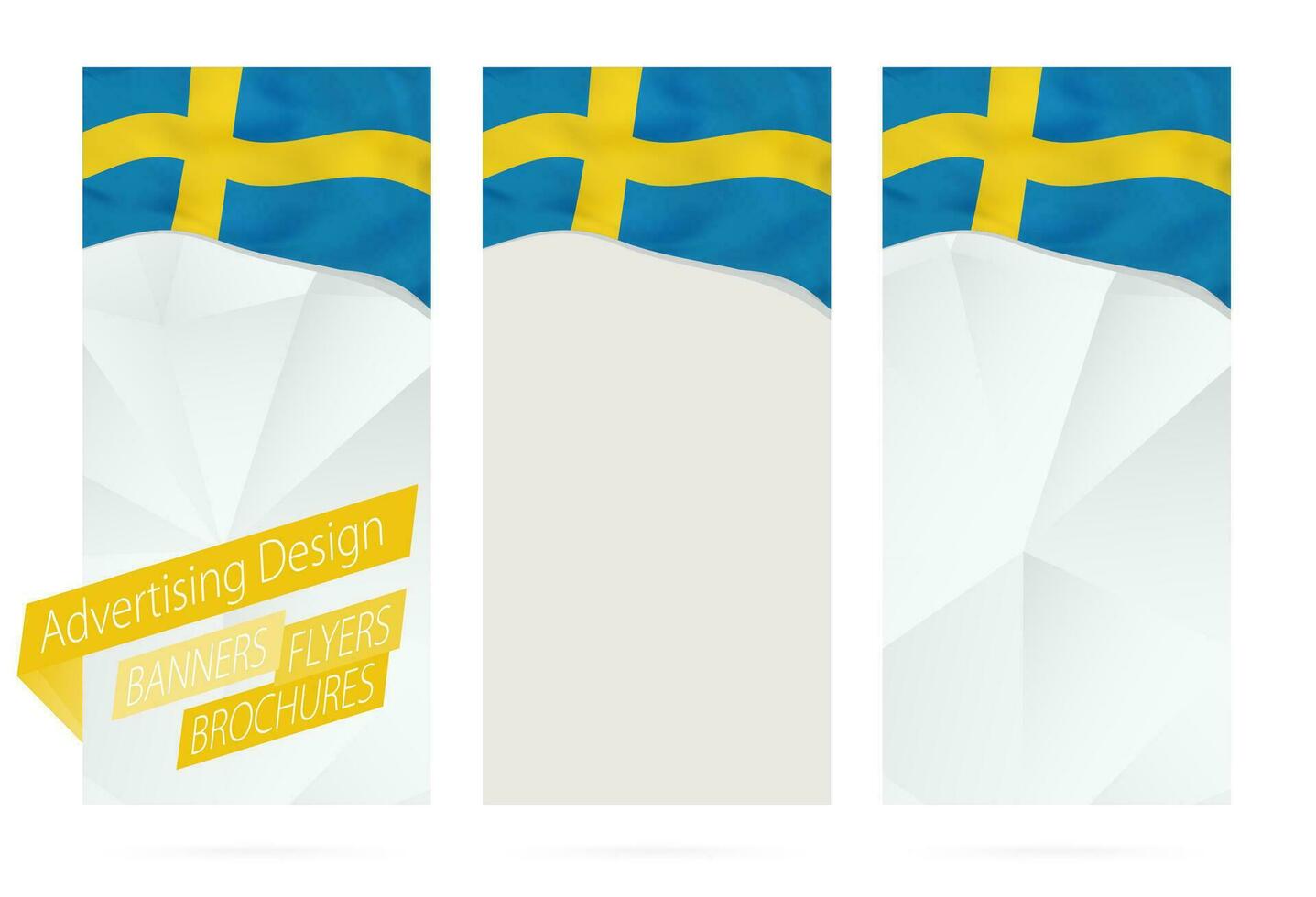 diseño de pancartas, volantes, folletos con bandera de Suecia. vector