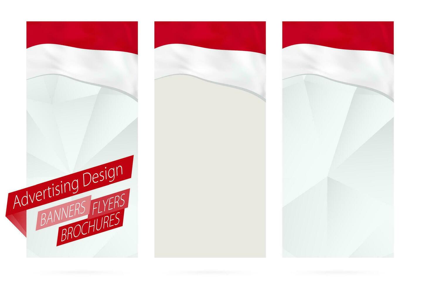 Design of banners, flyers, brochures with flag of Indonesia. vector