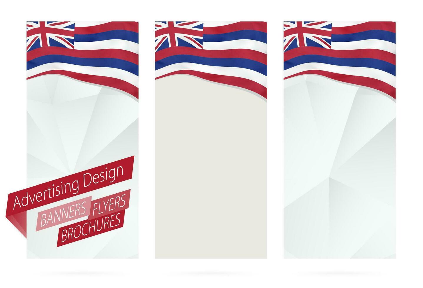 Design of banners, flyers, brochures with Hawaii State Flag. vector