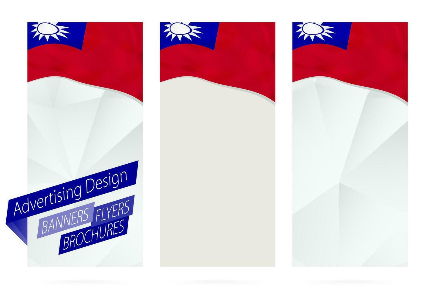 Design of banners, flyers, brochures with flag of Taiwan. vector