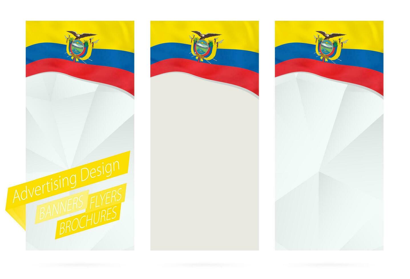 diseño de pancartas, volantes, folletos con bandera de Ecuador. vector