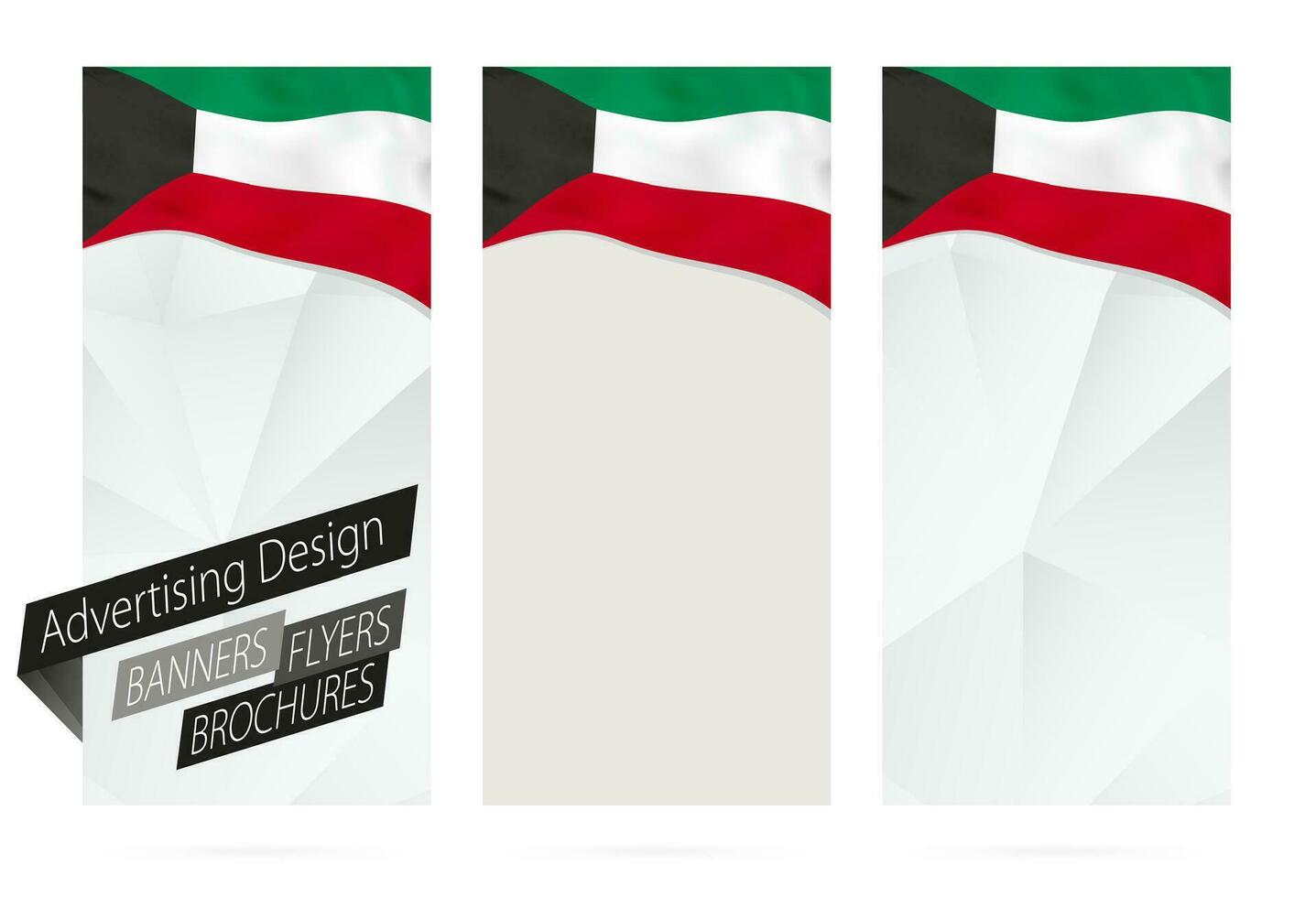 Design of banners, flyers, brochures with flag of Kuwait. vector