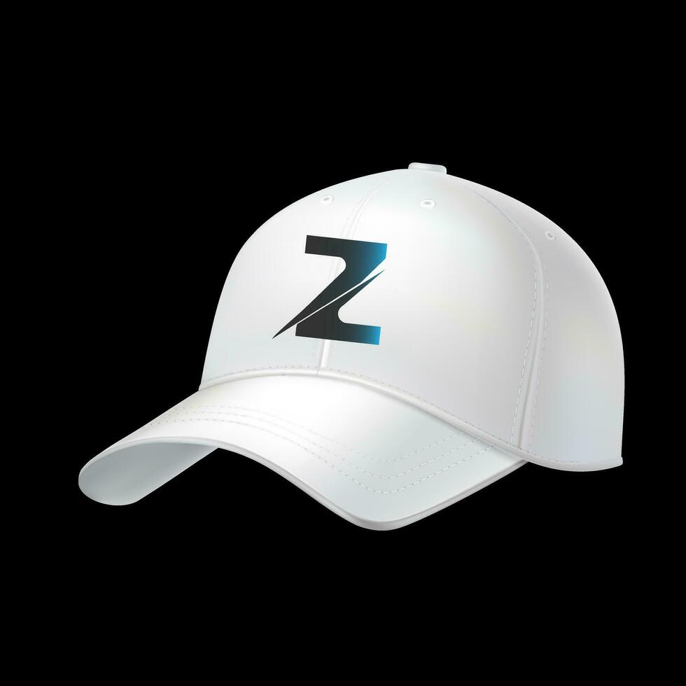 Z logo Cap vector design realistic illustration of black caps with white details isolated pro vector