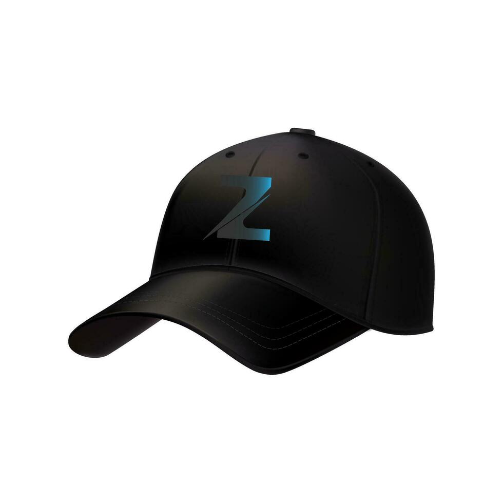 Z logo Cap vector design realistic illustration of black caps with white details isolated