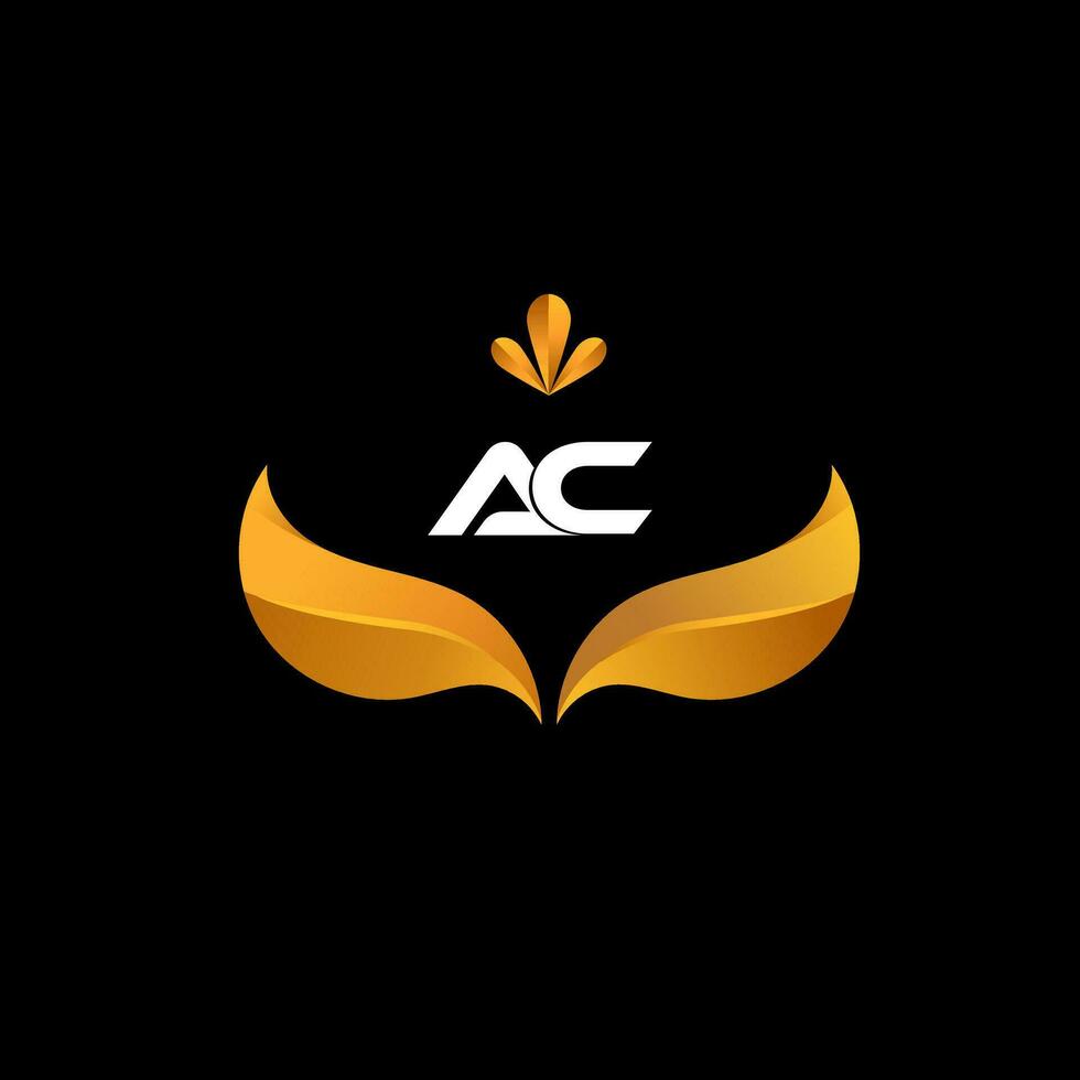 Vector monogram letter AC logo design with golden white