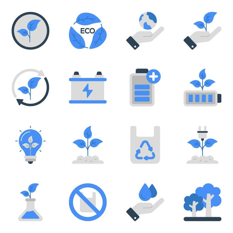 Pack of Ecology Flat Icons vector