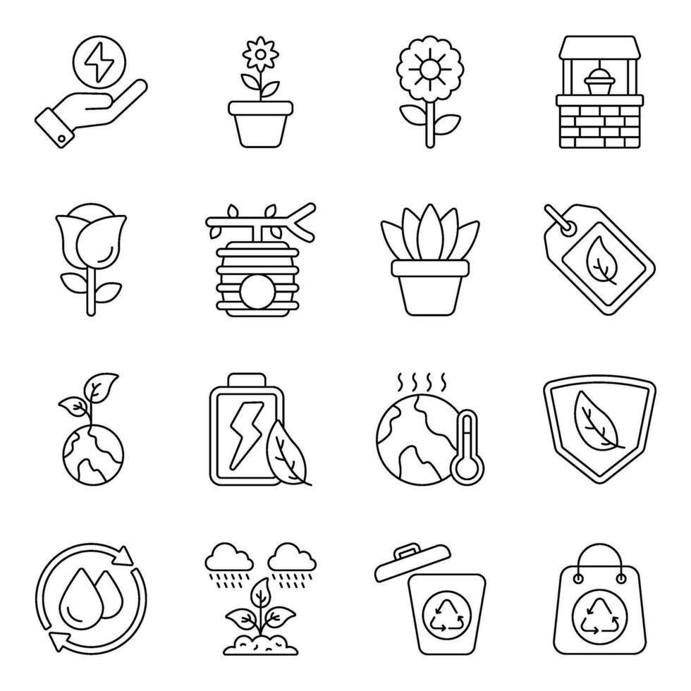 Pack of Eco Flat Icons vector