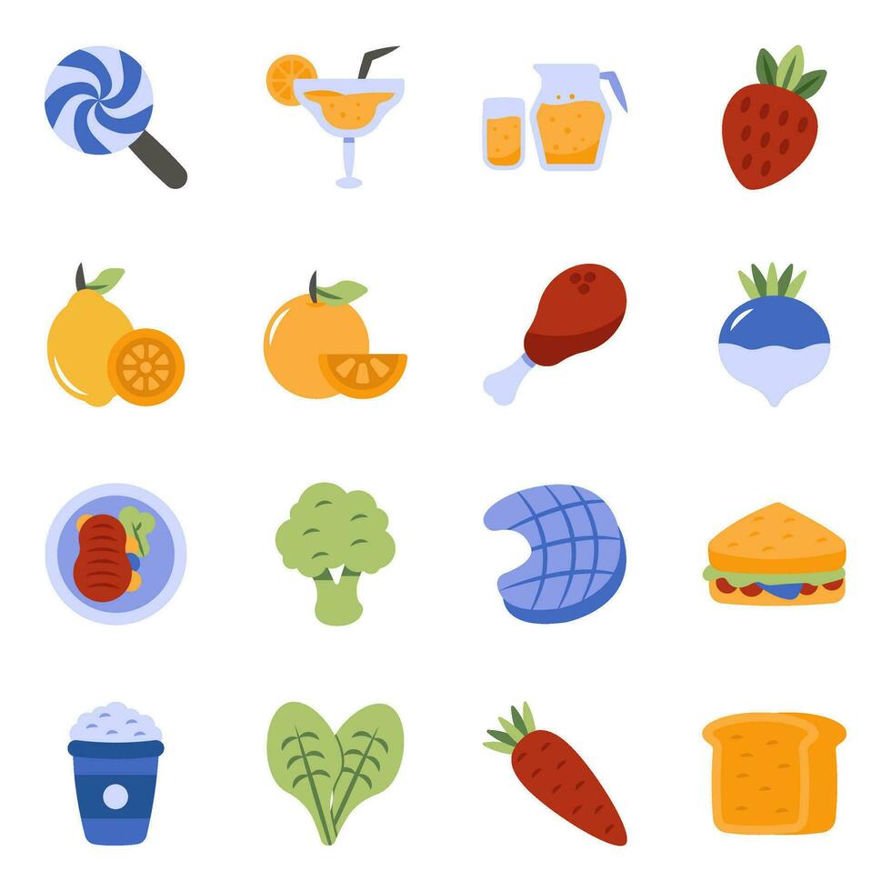 Set of Food and Meal Flat Icons vector