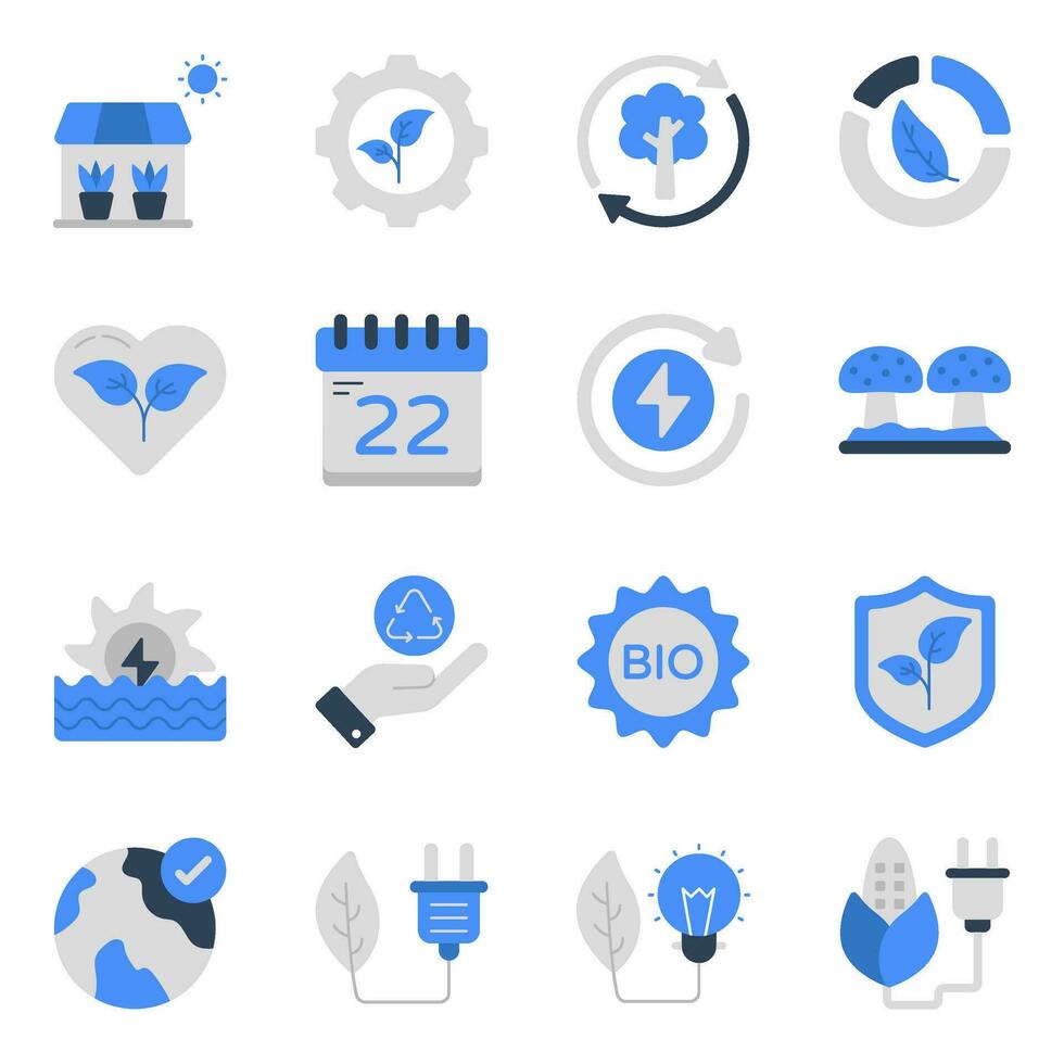 Pack of Eco and Botany Flat Icons vector