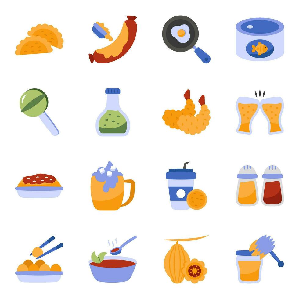 Set of Food and Veggies Flat Icons vector