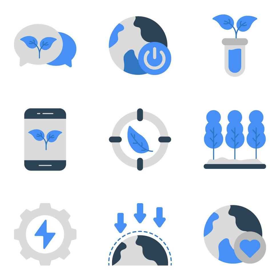 Pack of Botany and Nature Flat Icons vector