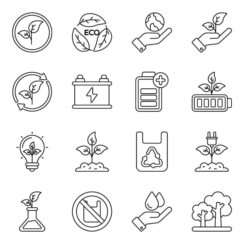 Pack of Ecology Flat Icons vector