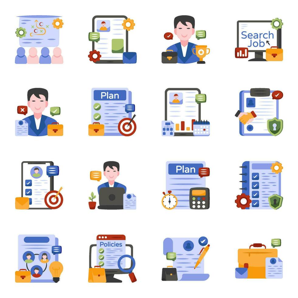 Pack of HR Management Flat Icons vector