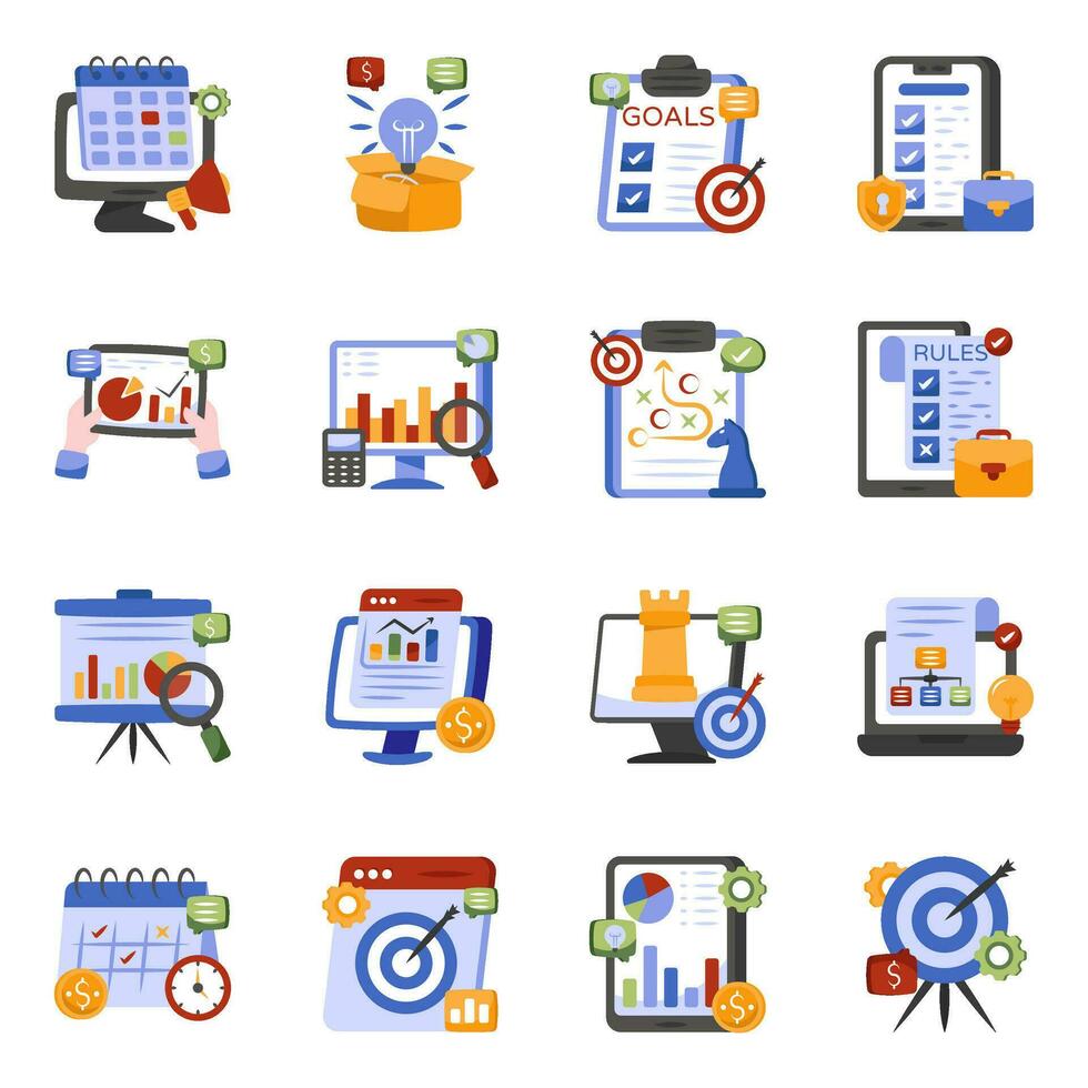 paquete de iconos planos de negocios vector