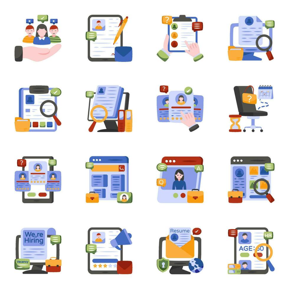 Pack of Human Resource Flat Icons vector