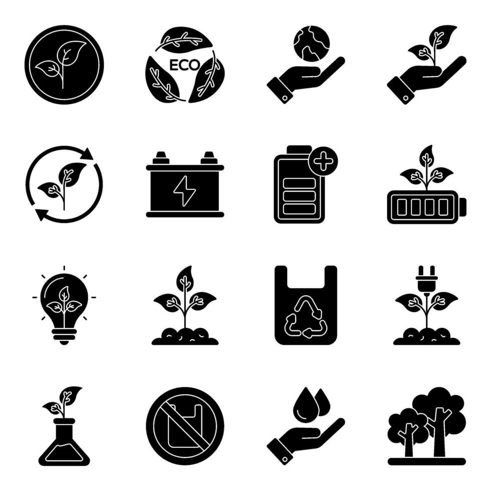 Pack of Ecology Glyph Icons vector